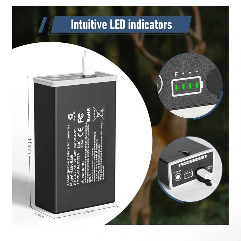 Rechargeable Battery for Moultrie Edge Series Trail Cameras, 5000mAh 54Wh
